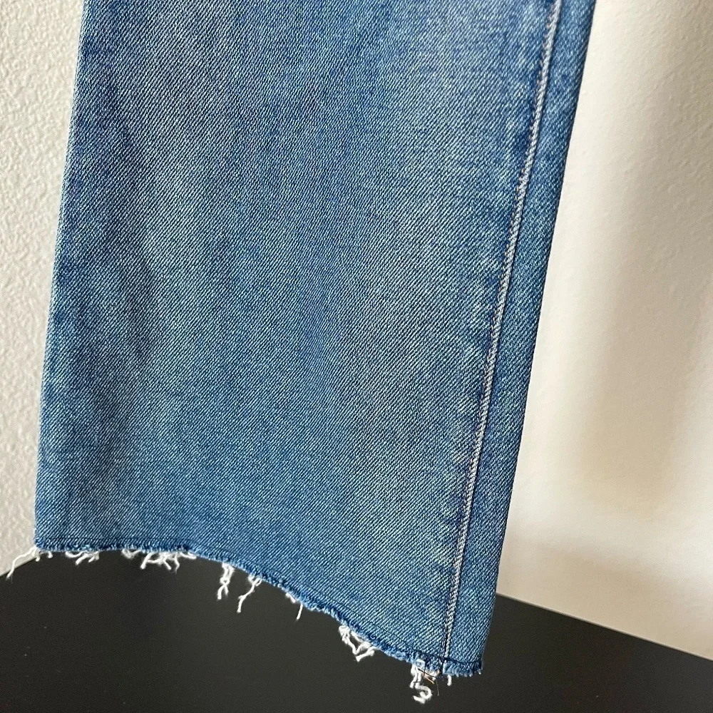 CQY x ANTHROPOLOGIE | Bliss High-Rise Bootcut Flare Raw Hem Jeans | Size 25